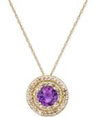 Amethyst (3/4 Ct. T.w.) And Diamond (1/4 Ct. T.w.) Pendant Necklace In 14k Gold