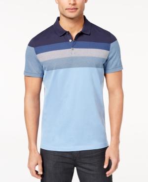 Alfani Men's Striped Honeycomb-jacquard Polo, Created For Macy's
