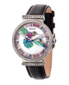 Bertha Quartz Emily Collection Silver And Black Leather Watch 37mm