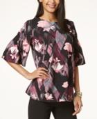 Alfani Printed Elbow-sleeve Top, Created For Macy's