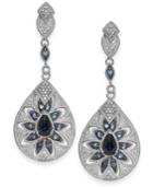 Sapphire (1-1/4 Ct. T.w.) And Diamond Accent Antique Earrings In Sterling Silver
