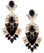 Guess Gold-tone Clear & Jet Crystal Drop Earrings