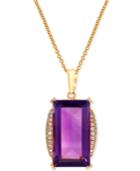 Effy Amethyst (9-2/3 Ct. T.w.) And Diamond (1/5 Ct. T.w.) Pendant Necklace In 14k Rose Gold