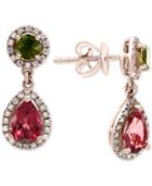 Effy Multi-tourmaline (2-1/5 Ct. T.w.) & Diamond (1/4 Ct. T.w.) Drop Earrings In 14k Rose Gold