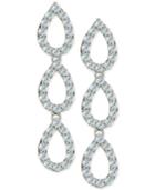 Giani Bernini Cubic Zirconia Pave Triple Drop Earrings In Sterling Silver And 18k Rose Gold-plated Sterling Silver, Only At Macy's