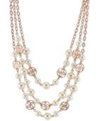 2028 Rose Gold-tone Imitation Pearl Triple Row Necklace, A Macy's Exclusive Style