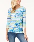 Alfred Dunner Bonita Springs Embellished Watercolor-print Top