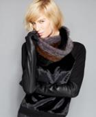 The Fur Vault Knitted Mink Fur Striped Infinity Scarf