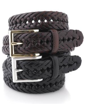 Club Room Leather Braided Belt