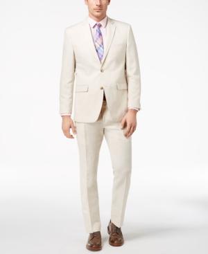 Perry Ellis Men's Slim-fit Stretch Stone Linen Suit