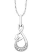 Diamond Butterfly Infinity 18 Pendant Necklace (1/10 Ct. T.w.) In Sterling Silver