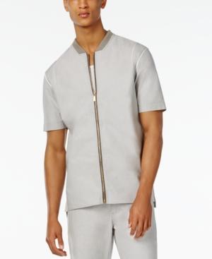 Sean John Men's Retroactive Zip-front Short-sleeve Shirt