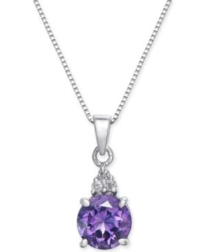 Amethyst (1 Ct. T.w.) & Diamond Accent 18 Pendant Necklace In 14k White Gold