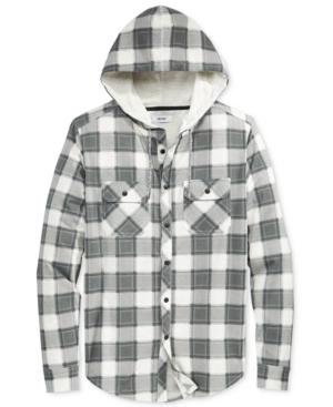 Univibe Men's Button Front Hoodie Plaid Shirt