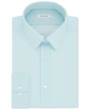 Calvin Klein Men's Steel Slim-fit Non-iron Performance Sapphire Print Dress Shirt