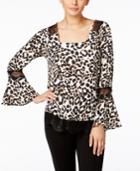 Ny Collection Lace-trim Bell-sleeve Top