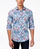 Tallia Men's Check Floral-print Long-sleeve Shirt