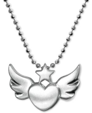 Alex Woo Heart Wing Pendant Necklace In Sterling Silver