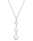 White Cultured Freshwater Pearl (6-9mm) Graduated Pendant Necklace In Sterling Silver