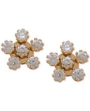 Children's Cubic Zirconia Flower Stud Earrings In 14k Gold