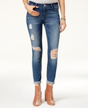 Celebrity Pink Juniors' Ripped Cropped Skinny Jeans