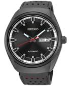 Seiko Men's Automatic Recraft Black Perforated Leather Strap Watch 44mm Snkn45