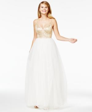 Say Yes To The Prom Juniors' Tulle Glitter Gown, A Macy's Exclusive