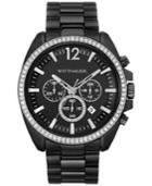 Wittnauer Men's Chronograph Lucas Black-tone Stainless Steel Bracelet Watch 44mm Wn3028