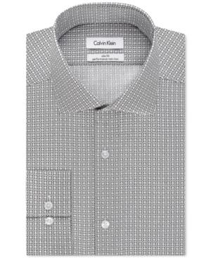 Calvin Klein Steel Men's Slim-fit Non-iron Performance Black And White Geo Print Dress Shirt