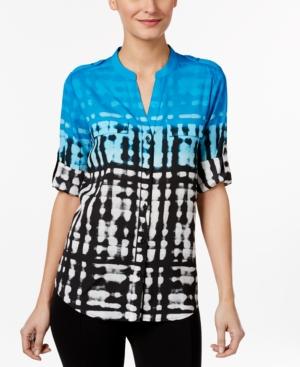Calvin Klein Printed Roll-tab Blouse