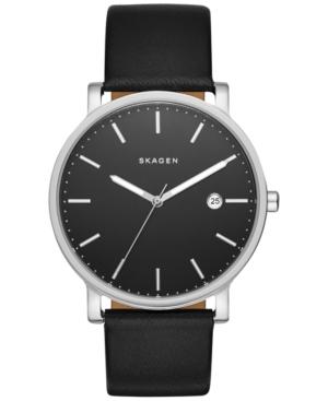 Skagen Men's Hagen Black Leather Strap Watch 40mm Skw6294
