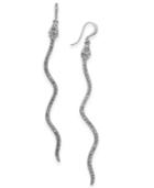 I.n.c. Woman Silver-tone Pave Snake Linear Drop Earrings, Created For Macy's