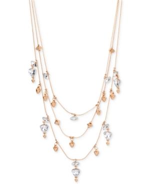 Inc International Concepts Rose Gold-tone Crystal And Bead Layer Necklace, Only At Macy's