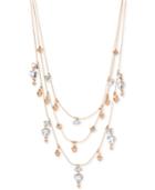 Inc International Concepts Rose Gold-tone Crystal And Bead Layer Necklace, Only At Macy's