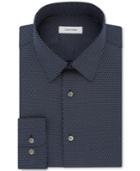 Calvin Klein Men's Classic/regular Fit Non-iron Performance Navy Print Dress Shirt