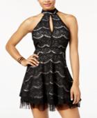 Material Girl Juniors' Lace Mock-neck Fit & Flare Dress, Created For Macy's