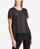 Dkny Layered-look Metallic Top