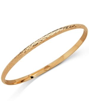 Textured Bangle Bracelet In Italian 18k Gold