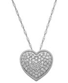 Arabella Sterling Silver Necklace, White Swarovski Elements Heart Pendant (2-1/8 Ct. T.w.)