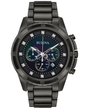 Bulova Men's Chronograph Diamond Accent Dark Gray Stainless Steel Bracelet Watch 44mm 98d133, A Macy's Exclusive Style