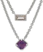 Amethyst (3/4 Ct. T.w.) White Topaz (3/8 Ct. T.w.) Layered 17 Pendant Necklace In Sterling Silver
