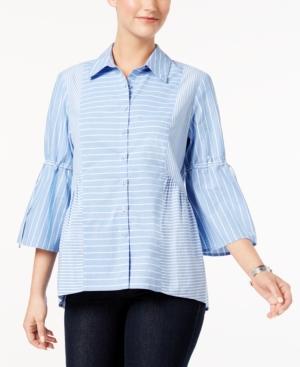 Style & Co Cotton Striped Patchwork Shirt, Created For Macy's