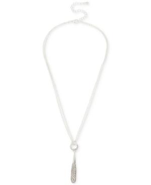 Touch Of Silver Pave Elongated Teardrop Pendant Necklace