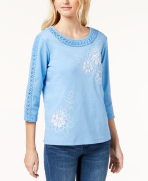 Alfred Dunner Bonita Springs Embellished Embroidered Top