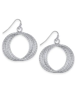Thalia Sodi Silver-tone Multi-ring Drop Hoop Earrings, Created For Macy's