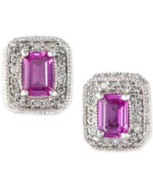 Effy Final Call Pink Sapphire (1-1/8 Ct. T.w.) And Diamond (1/4 Ct. T.w.) Stud Earrings In 14k White Gold
