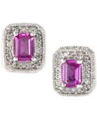 Effy Final Call Pink Sapphire (1-1/8 Ct. T.w.) And Diamond (1/4 Ct. T.w.) Stud Earrings In 14k White Gold