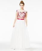 Say Yes To The Prom Juniors' 2-pc. Floral-sequined A-line Gown, A Macy's Exclusive
