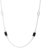 Nine West Silver-tone Black Stone Long Necklace