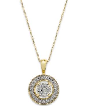 Diamond Accent Halo Pendant Necklace In 10k Gold